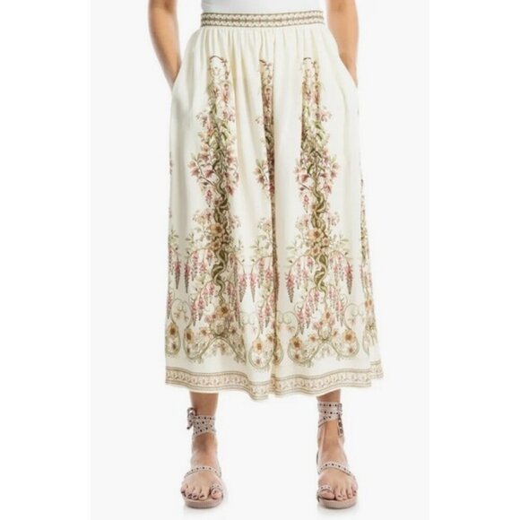 💕MAX STUDIO💕 Border Print Maxi Skirt ~ Natural Secret Garden Print XL NWT - Picture 1 of 13